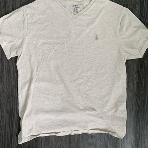 Creme V-neck Ralph Lauren polo T-shirt